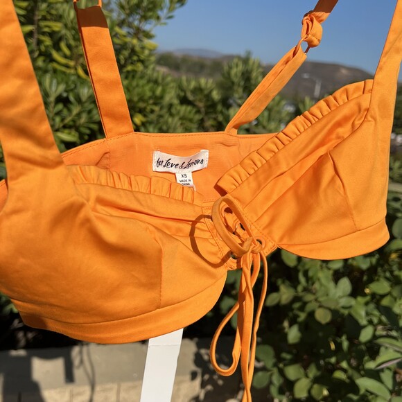 NWT For Love And Lemons Clementine Bra Top Yellow Orange Crop XS fits Small - Picture 5 of 8